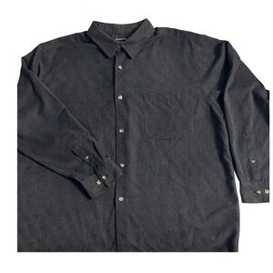 New* Men's KNIGHTSBRIDGE Sz XL Faux Suede Black Herringbone Button-Up Shirt